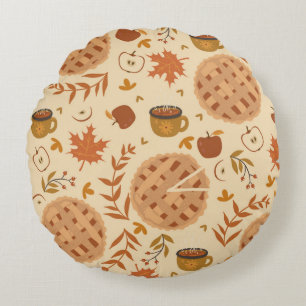 Coussins Ronds Motif sans couture avec tarte aux pommes, pommes e