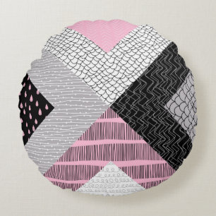 Coussins Ronds Motif sans couture, carreaux patchwork. Dessin à m
