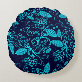 Coussins Ronds Motif sans couture de couleur bleue abstraite sur