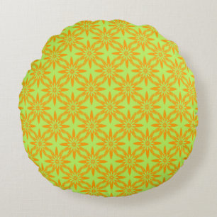 Coussins Ronds Motif sans couture de fleurs vertes orange