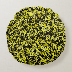 Coussins Ronds Motif sans couture de triangle noir jaune