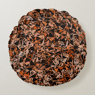 Coussins Ronds Motif sans couture de triangle orange marron noir