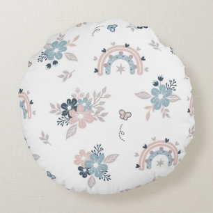 Coussins Ronds Motif sans couture Fleur et Boho