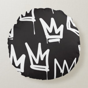 Coussins Ronds motif sans faille. Mode noir et blanc gris