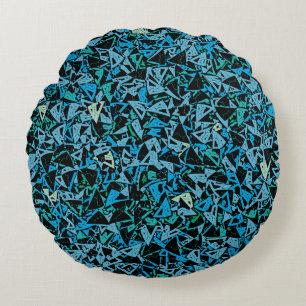 Coussins Ronds Motif sans fin de triangle bleu vert noir