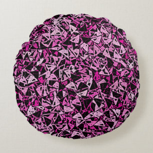 Coussins Ronds Motif sans fin de triangle noir rose