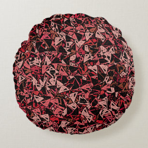 Coussins Ronds Motif sans fin de triangle rose rouge noir