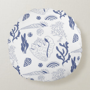 Coussins Ronds Motif sans joint avec coquillages