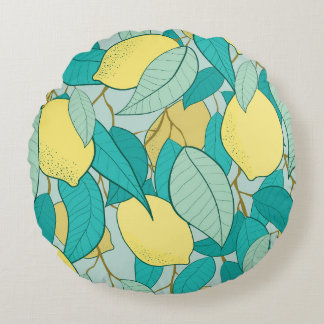 Coussins Ronds motif sans soudure avec jardin au citron dessiné à