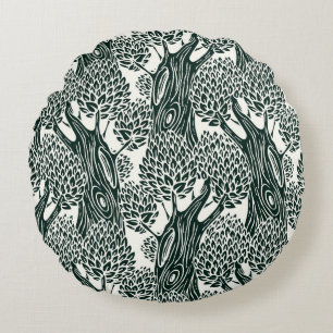 Coussins Ronds motif sans soudure avec vieux feuillus. Styliz