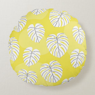 Coussins Ronds Motif sans soudure d'été avec monstre stylisé blan