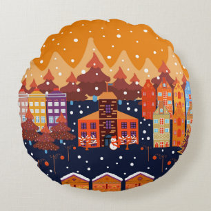 Coussins Ronds Motif scandinave des arbres de la maison enfant