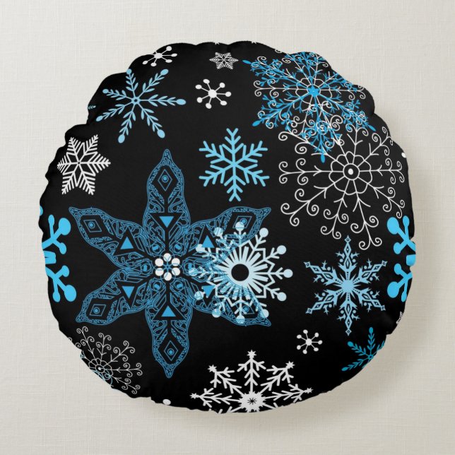 Coussins Ronds Motif Snowflake (Devant)