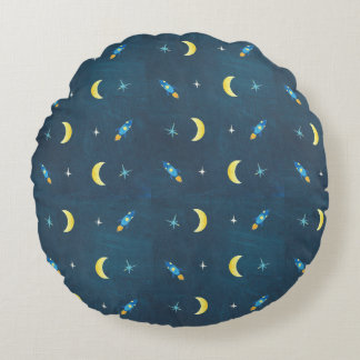 Coussins Ronds Motif Space Rocket Ship