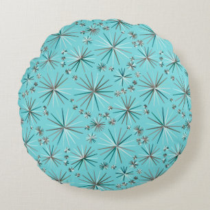 Coussins Ronds Motif Spoutnik du milieu du siècle, Bleu des Oeufs