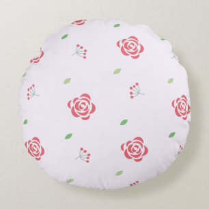 Coussins Ronds Motif stylisé de rose corail et de brindille flora