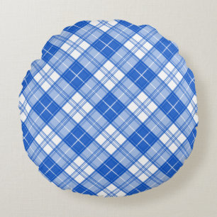 Coussins Ronds Motif Tartan Brun Blanc yxm0uat9