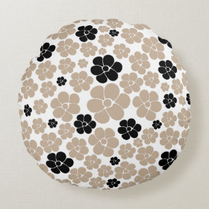 Coussins Ronds Motif tendance en Taupe, noir et blanc