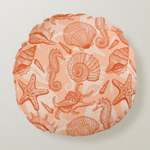 Coussins Ronds Motif tiré par la main de mer