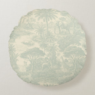 Coussins Ronds Motif Toile de Jungle Décor Tropical