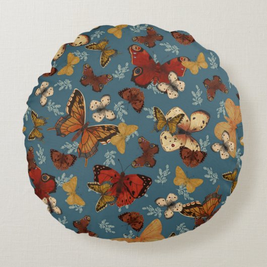 Coussins Ronds motif transparent bleu papillon (Devant)