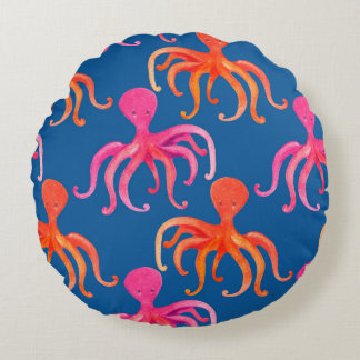 Coussins Ronds Motif transparent coloré de poulpe