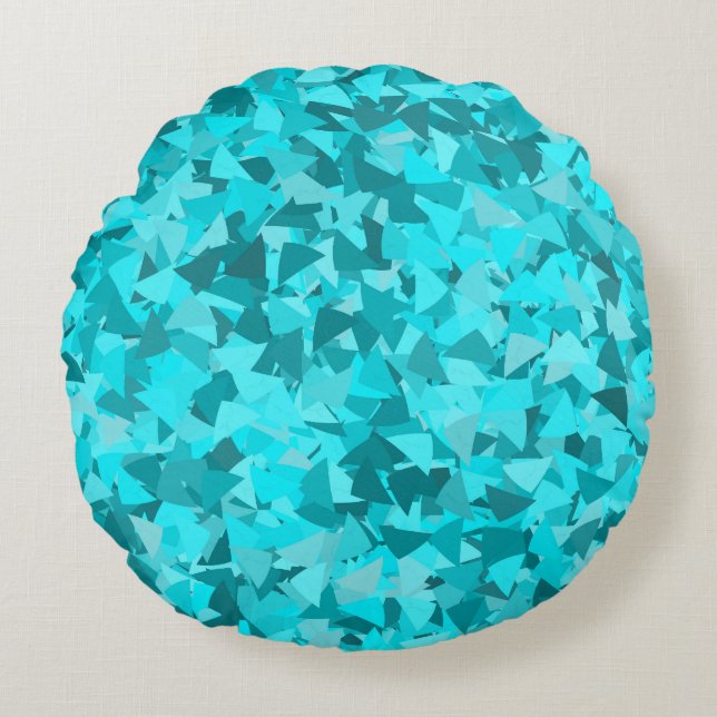 Coussins Ronds Motif Triangle Bleu Sarcelle (Devant)