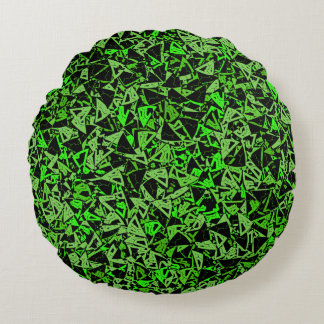 Coussins Ronds Motif Triangle Noir Vert