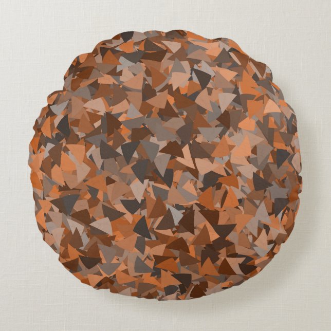 Coussins Ronds Motif Triangle Orange Marron (Devant)
