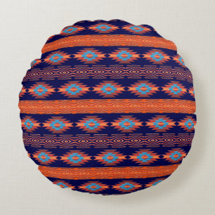 Coussins Ronds Motif tribal ethnique du sud-ouest.