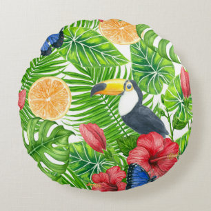 Coussins Ronds Motif tropical