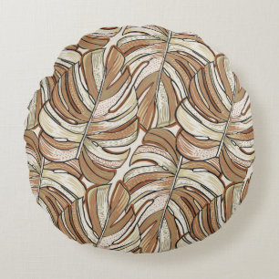 Coussins Ronds Motif tropical. Conception graphique avec mons ext