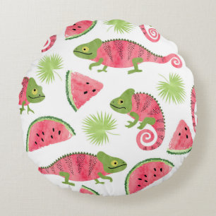 Coussins Ronds Motif tropical sans couture avec cha d'aquarelle m