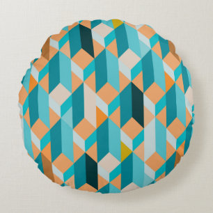 Coussins Ronds Motif turquoise et orange de formes