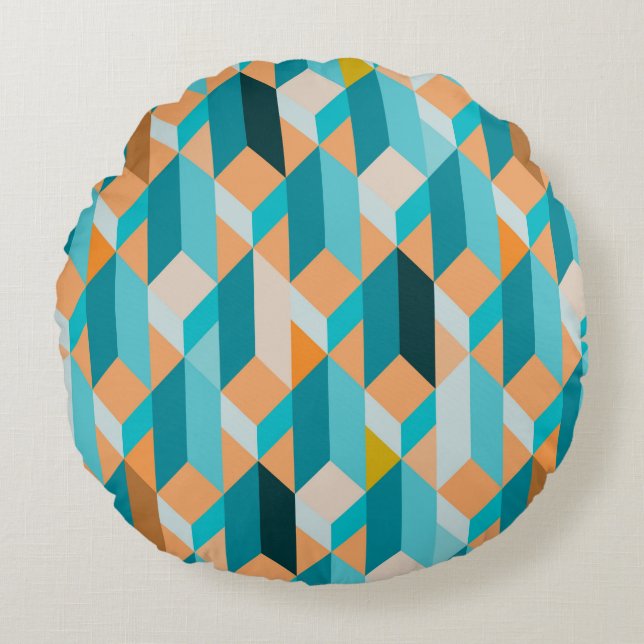 Coussins Ronds Motif turquoise et orange de formes (Devant)