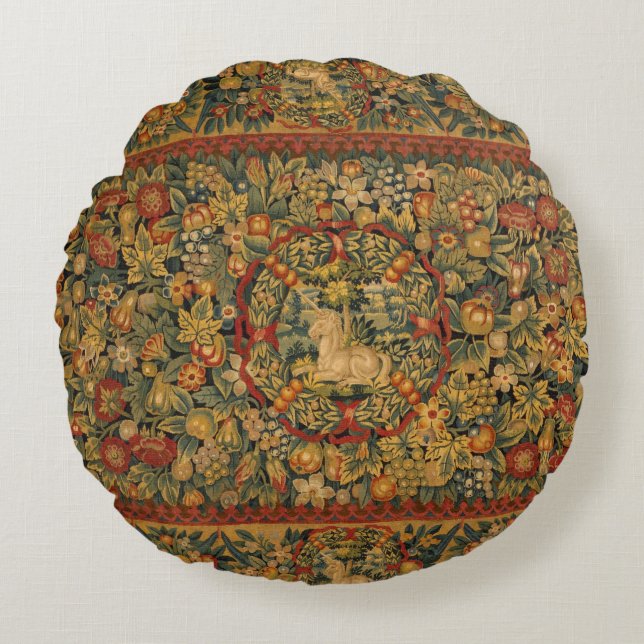 Coussins Ronds Motif Unicorne Floral (Devant)
