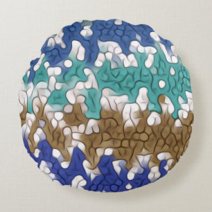 Coussins Ronds Motif unique bleu vert jaune