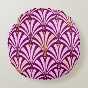 Coussins Ronds Motif ventilateur Art déco - orchidée et violet