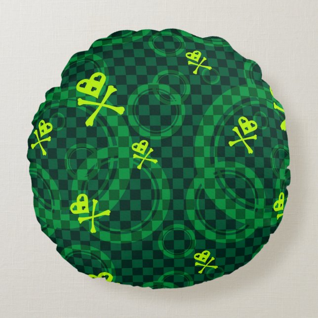 Coussins Ronds Motif vert d'Emo avec des cercles (Devant)