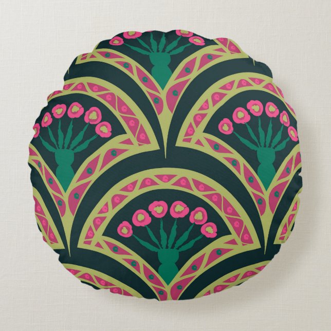 Coussins Ronds motif vert en forme de coque (Devant)