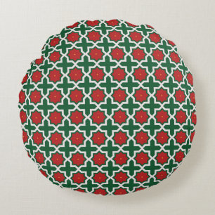 Coussins Ronds Motif vert rouge et blanc de Noël
