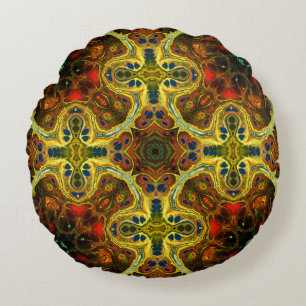 Coussins Ronds motif vintage Art nouveau en vert, y