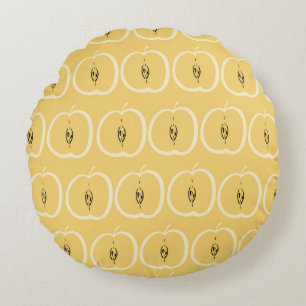 Coussins Ronds motif vintage avec pomme. Illustration dessinée à
