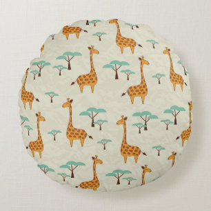 Coussins Ronds Motif vintage Giraffe.