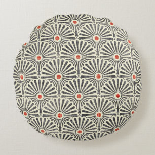 Coussins Ronds Motif vintage japonais, texture transparente.