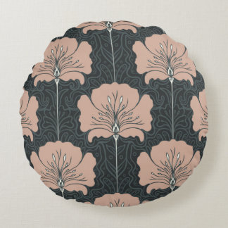 Coussins Ronds Motif vintage sans couture avec fleurs roses. Art 