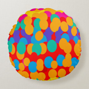 COUSSINS RONDS MOTIFS BULLLES JOYEUX COULEURS MIXTES