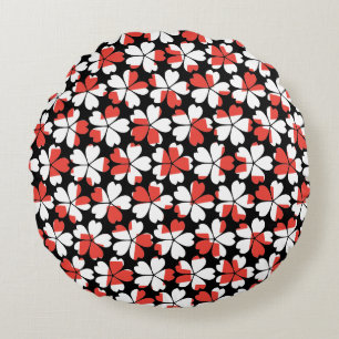 Coussins Ronds Motifs de fleurs blanches rouges mignons