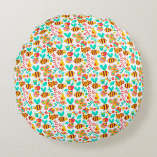 Coussins Ronds Motifs d'insectes colorés mignons