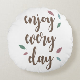 Coussins Ronds Motivation citation plume calligraphie texte